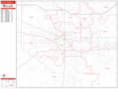 South Bend Wall Map Zip Code Red Line Style 2024